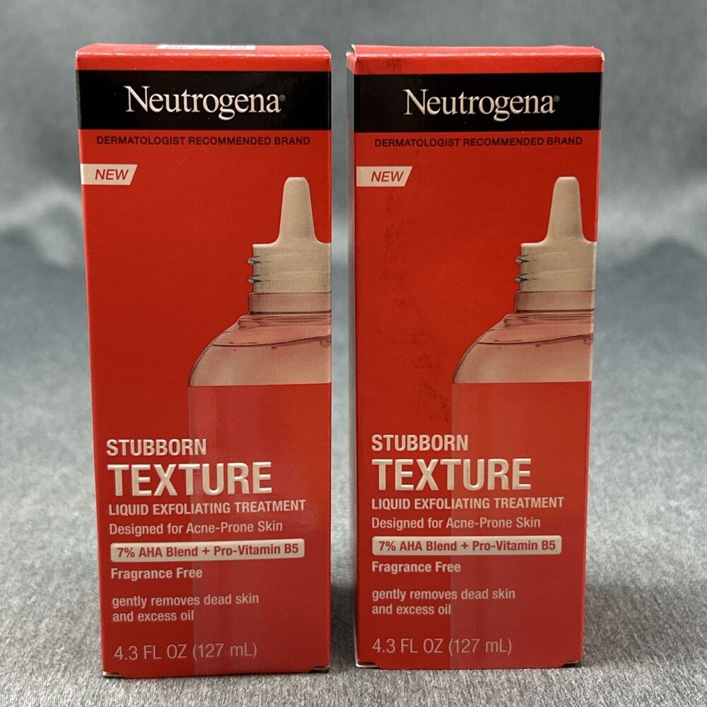 Lot of 2 Neutrogena Stubborn Texture Liquid Exfoliating Treatment 4.3 FL Oz NEW